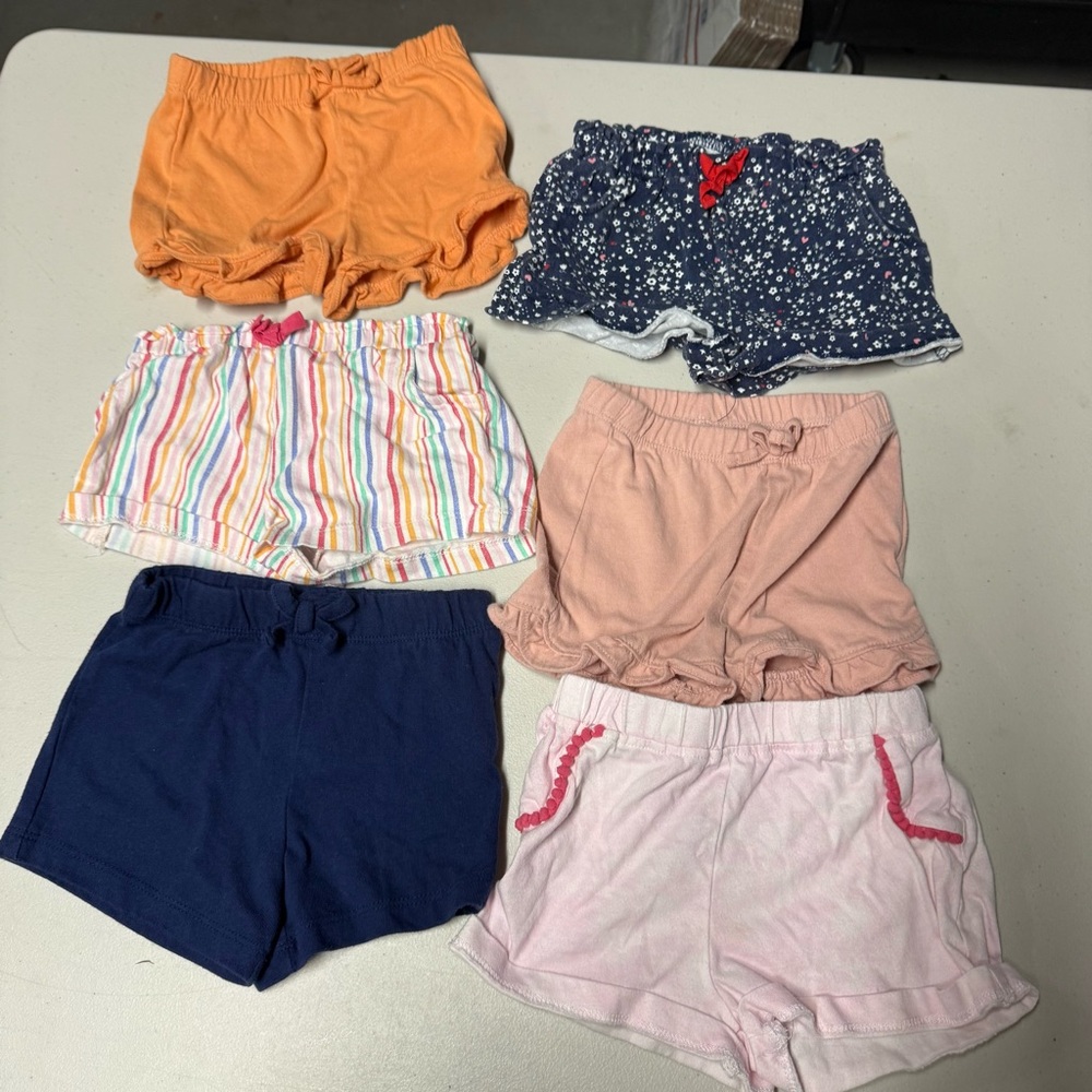 Bundle of 6 Baby Girl Cotton Summer Shorts 12-18 Months EUC Children’s Place